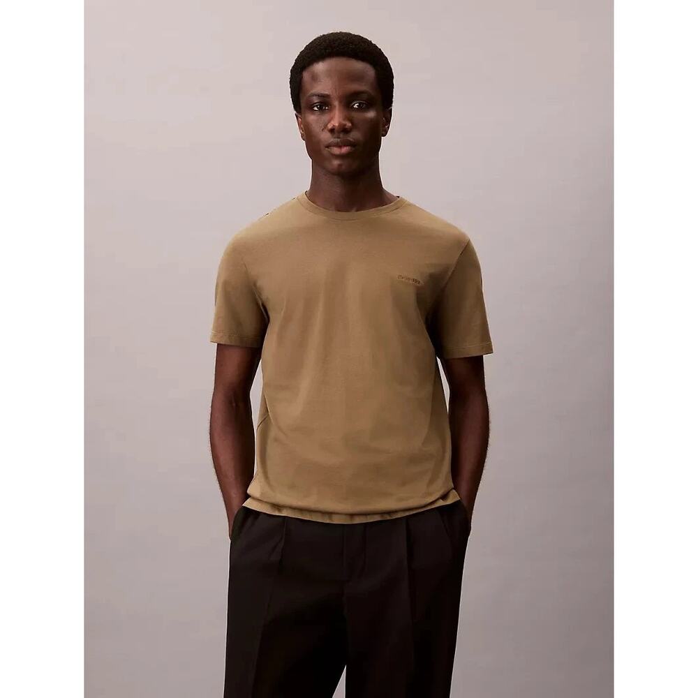NWT Calvin Klein Brown Tigers Eye Liquid Touch Short Sleeve T-Shirt Men's Medium